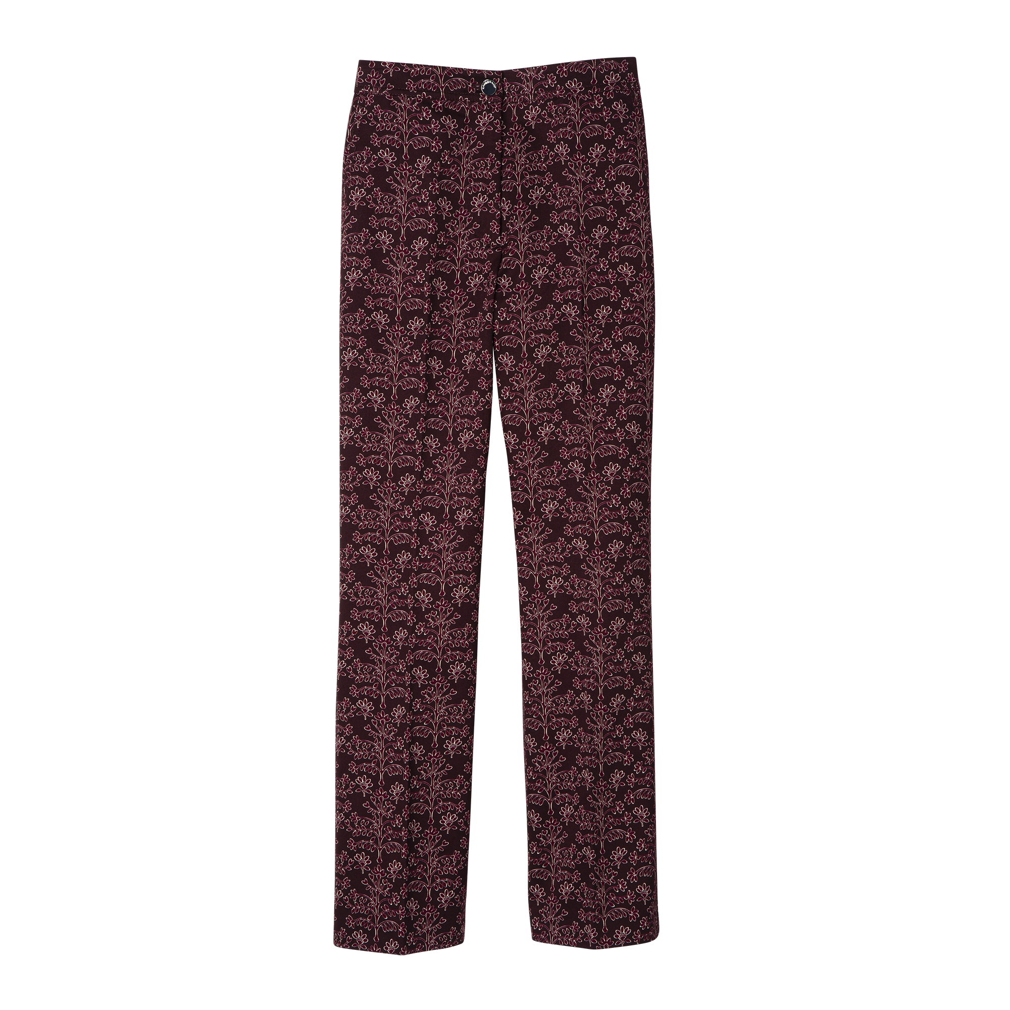 Trousers Eggplant - Printed gabardine