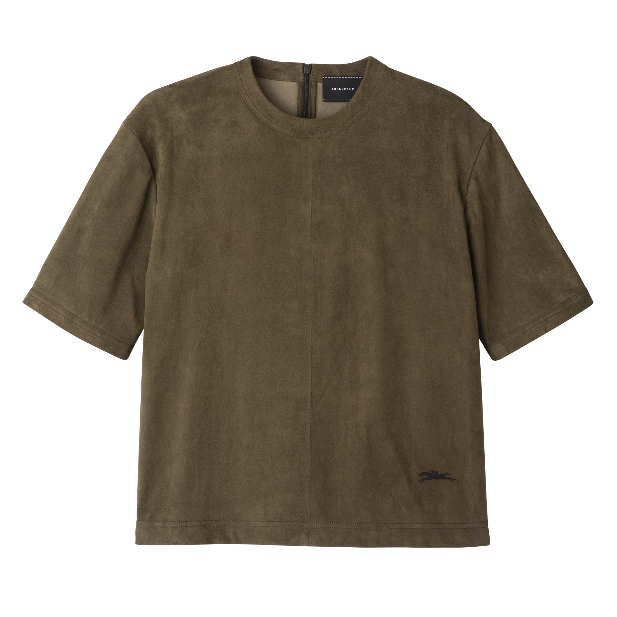 Short leather top Khaki - Leather