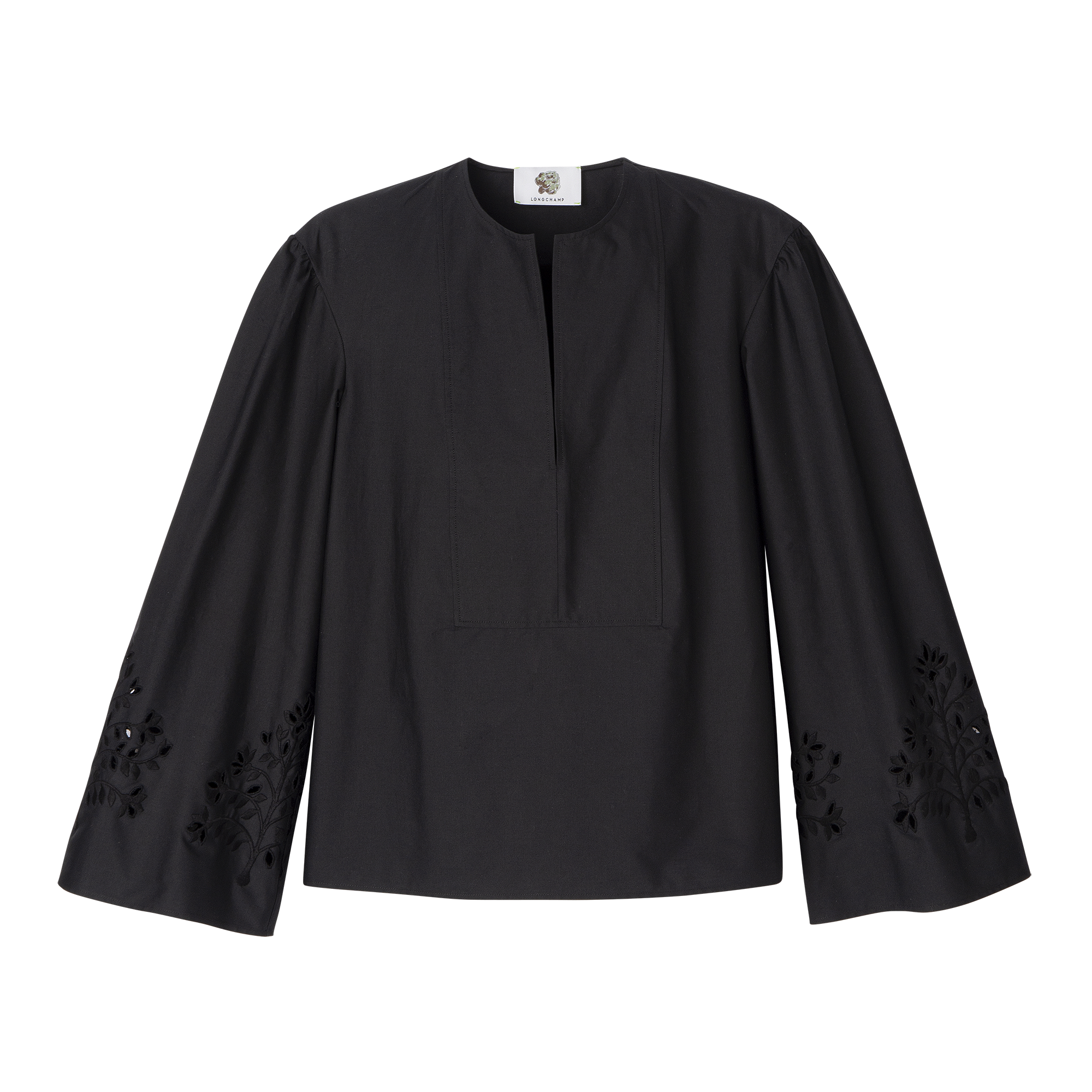 Blouse Black - Poplin embroidered