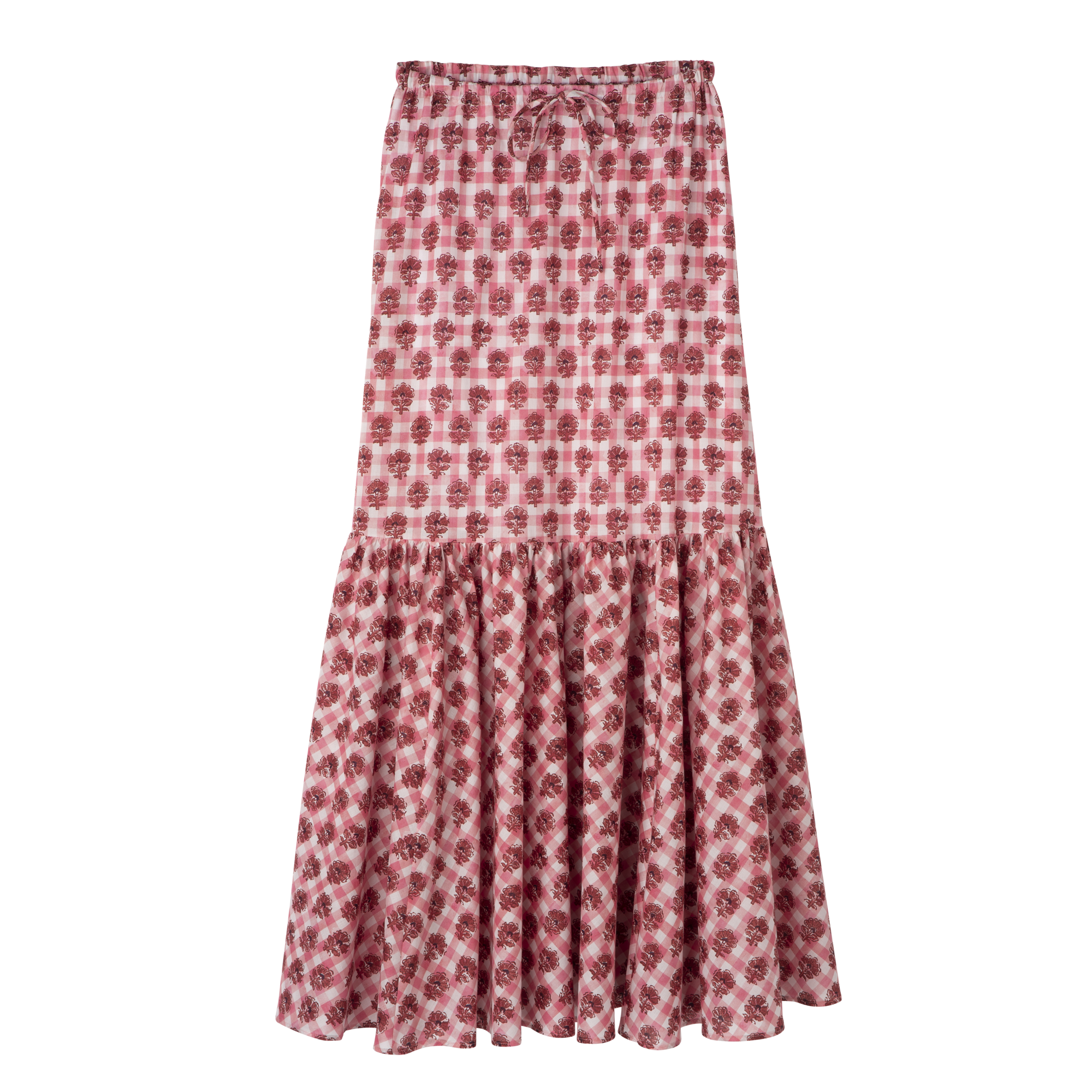 Long skirt Blush - Vichy print veil