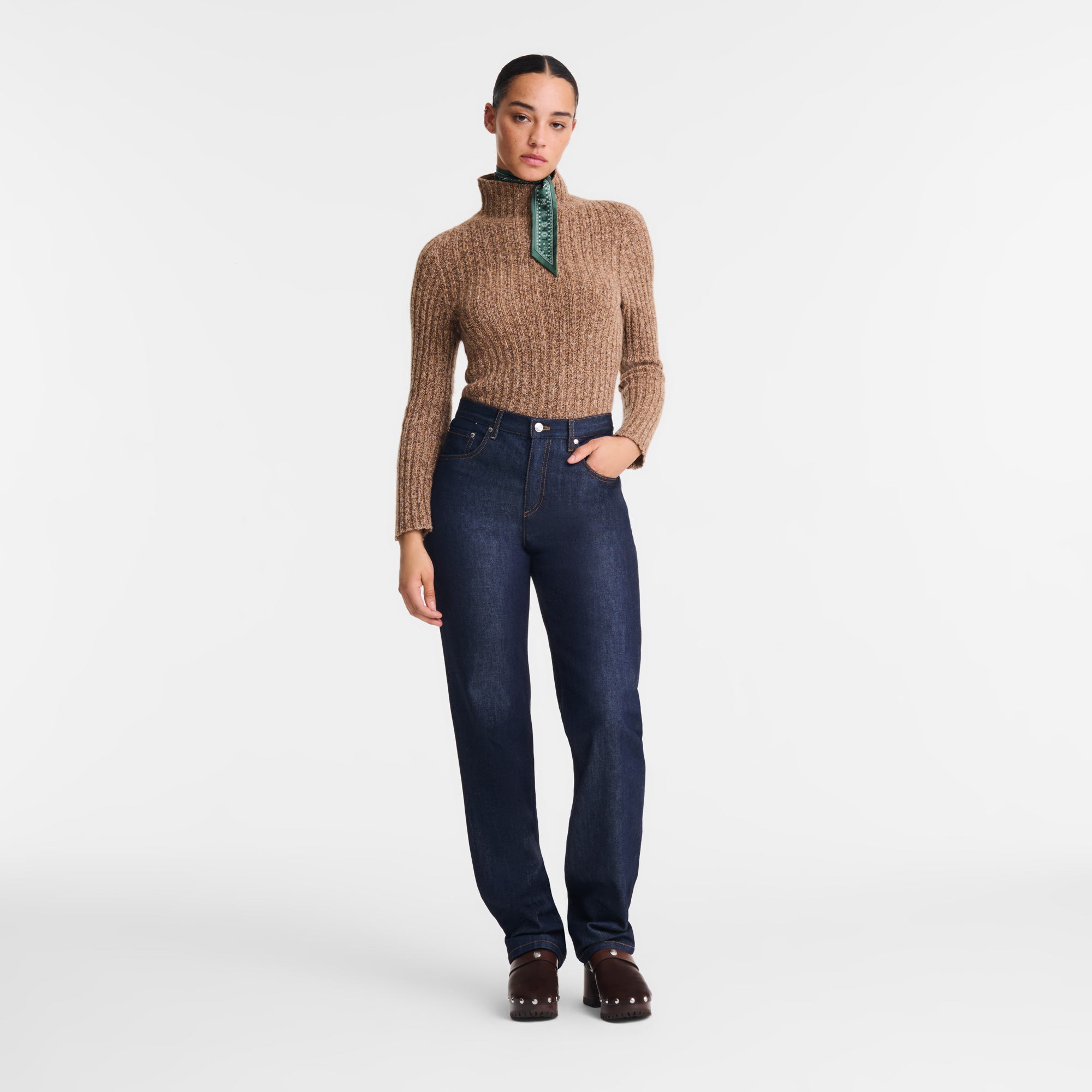 High neck sweater Chocolate - Knit