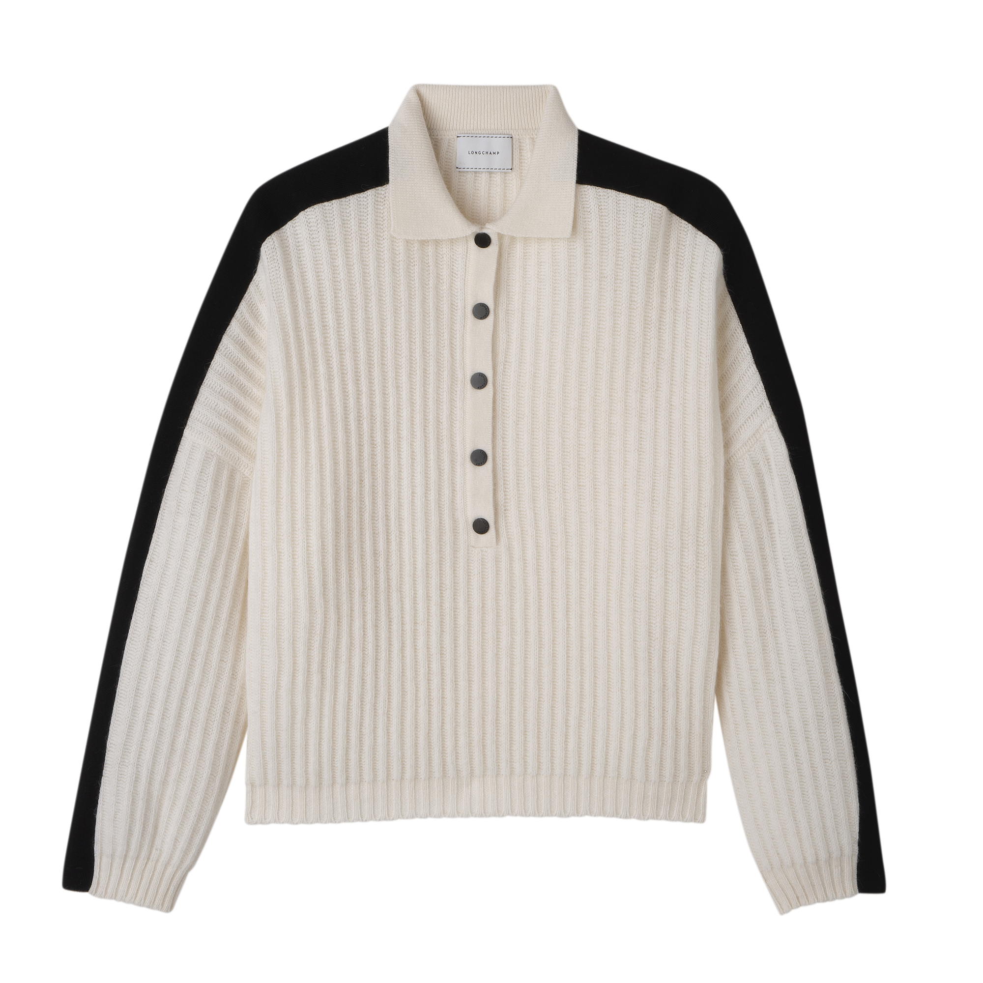 Polo collar jumper Ecru - Knit