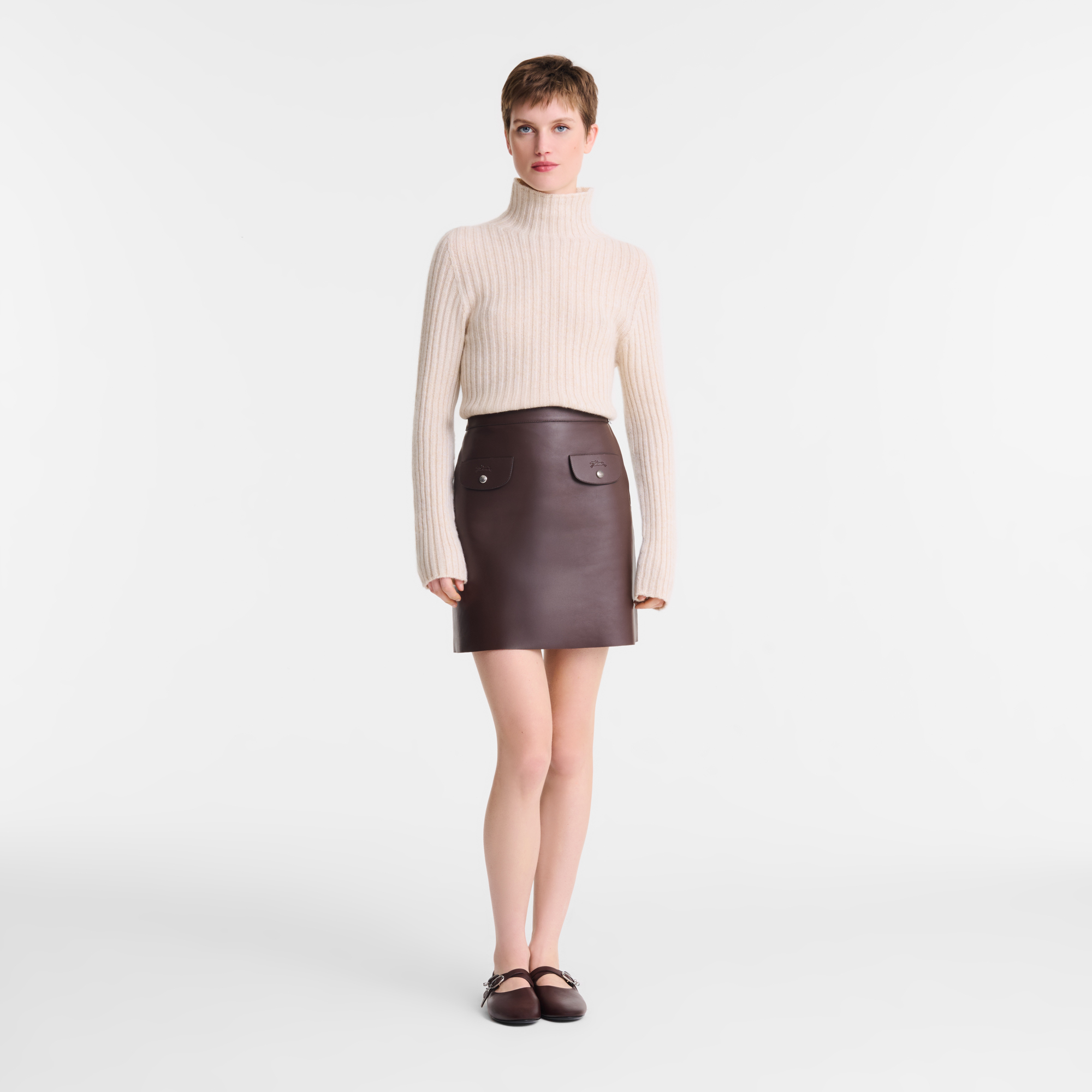 High neck sweater Ecru - Knit