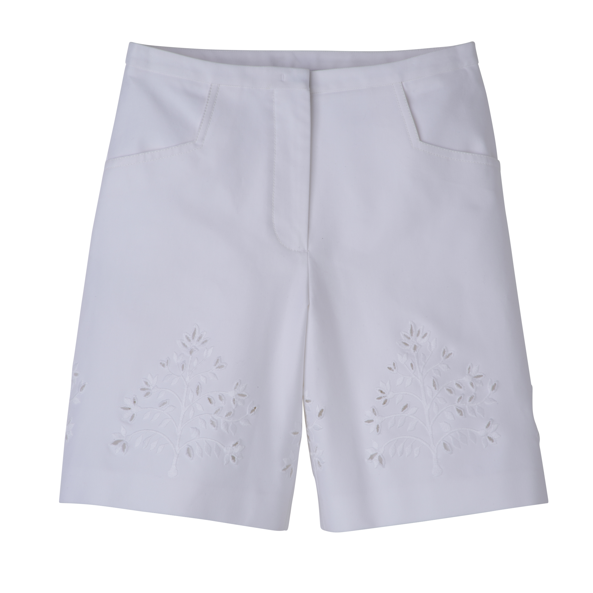 Bermuda shorts White - Embroidered gabardine