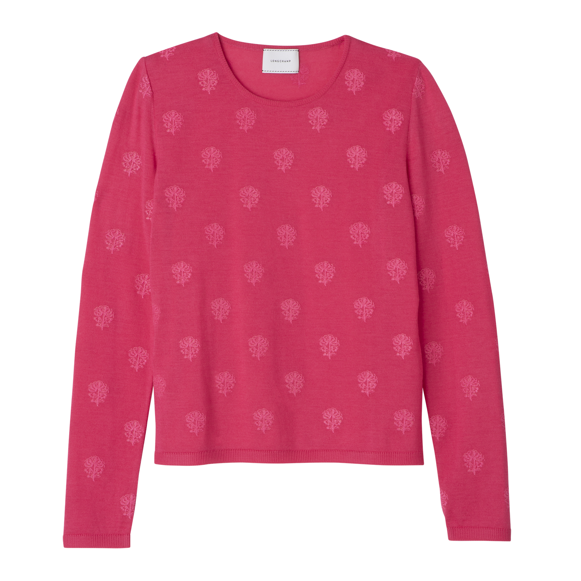 Round neck sweater Pink - Embroidered knit