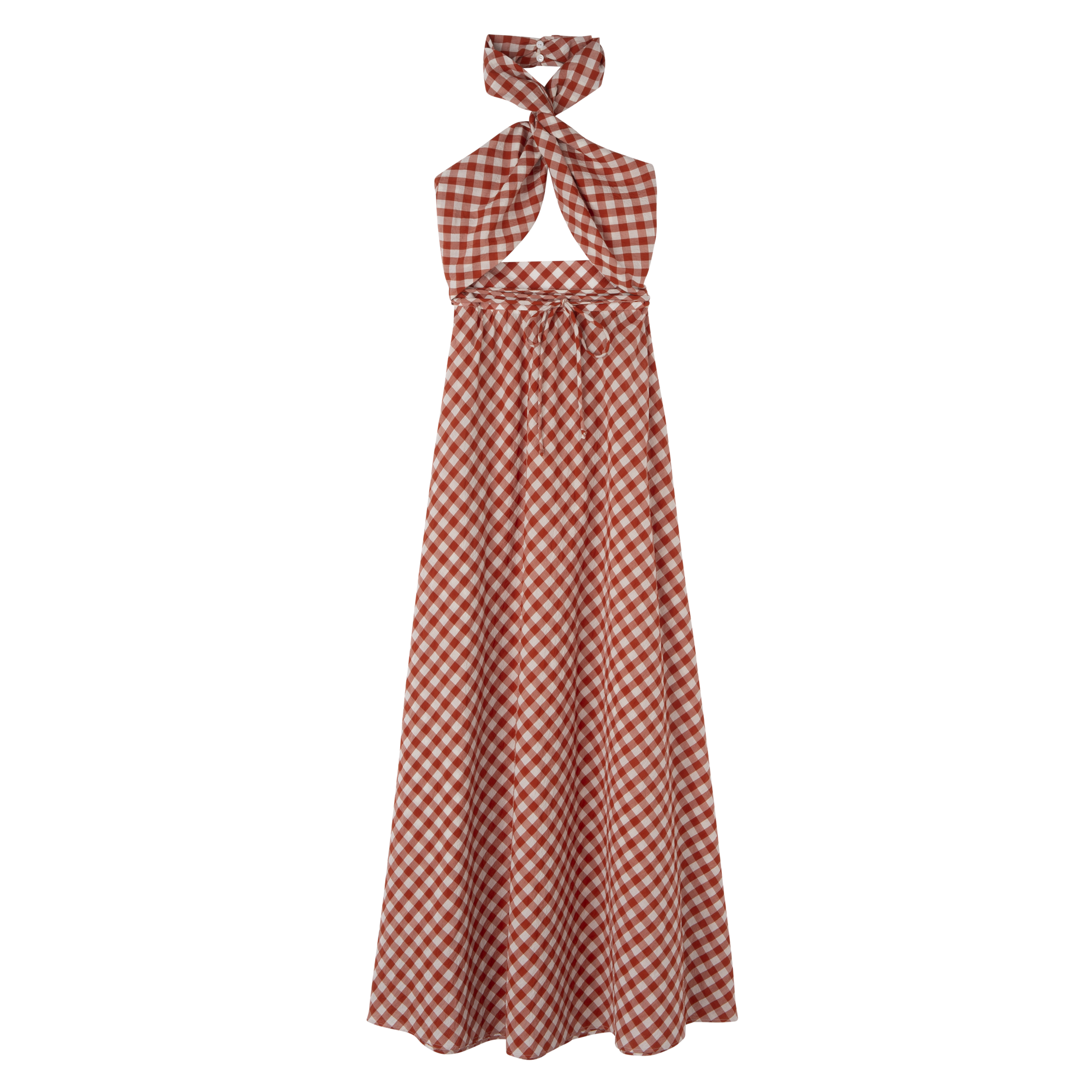 Long dress Bark - Vichy jacquard