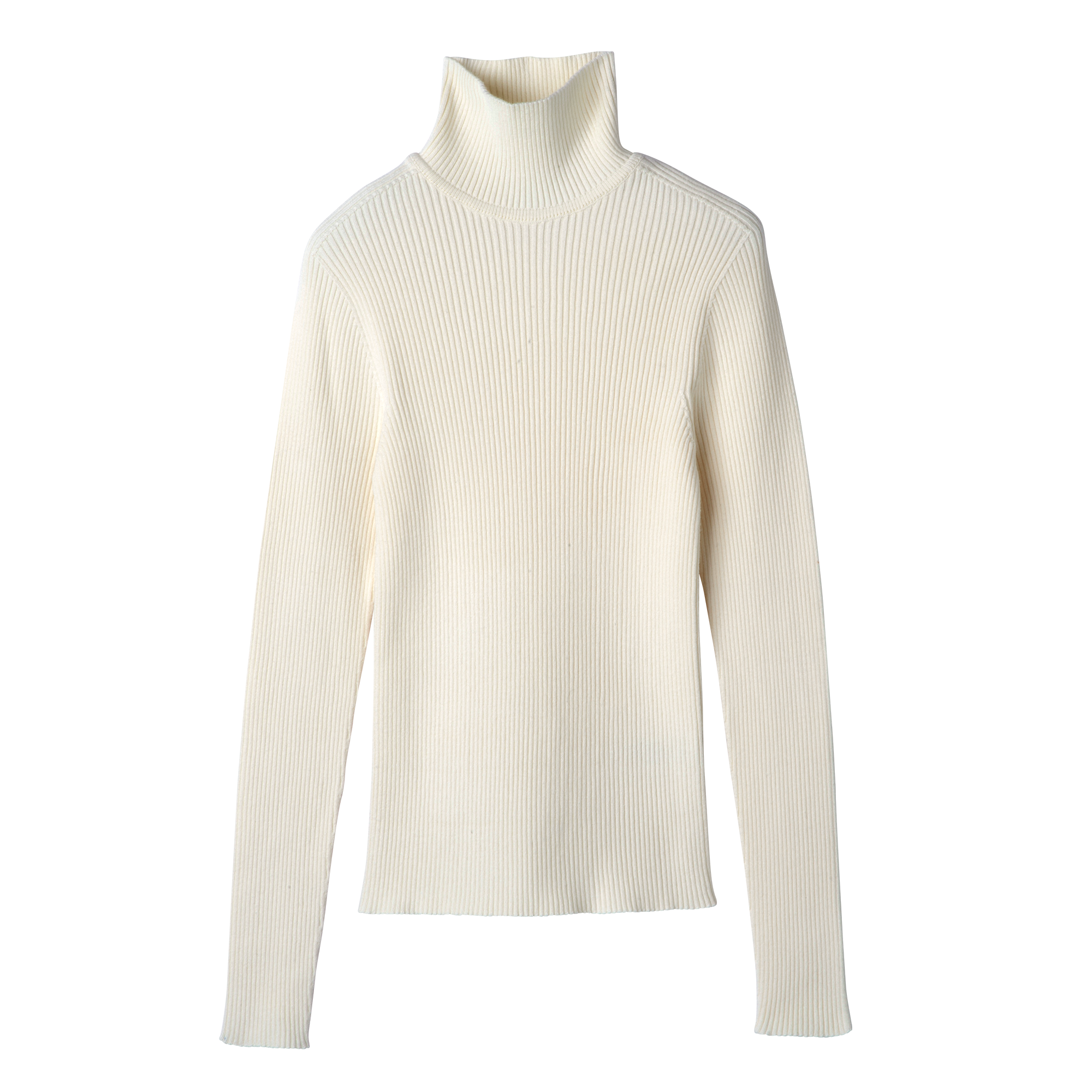 High collar fitted jumper Ecru - Knit