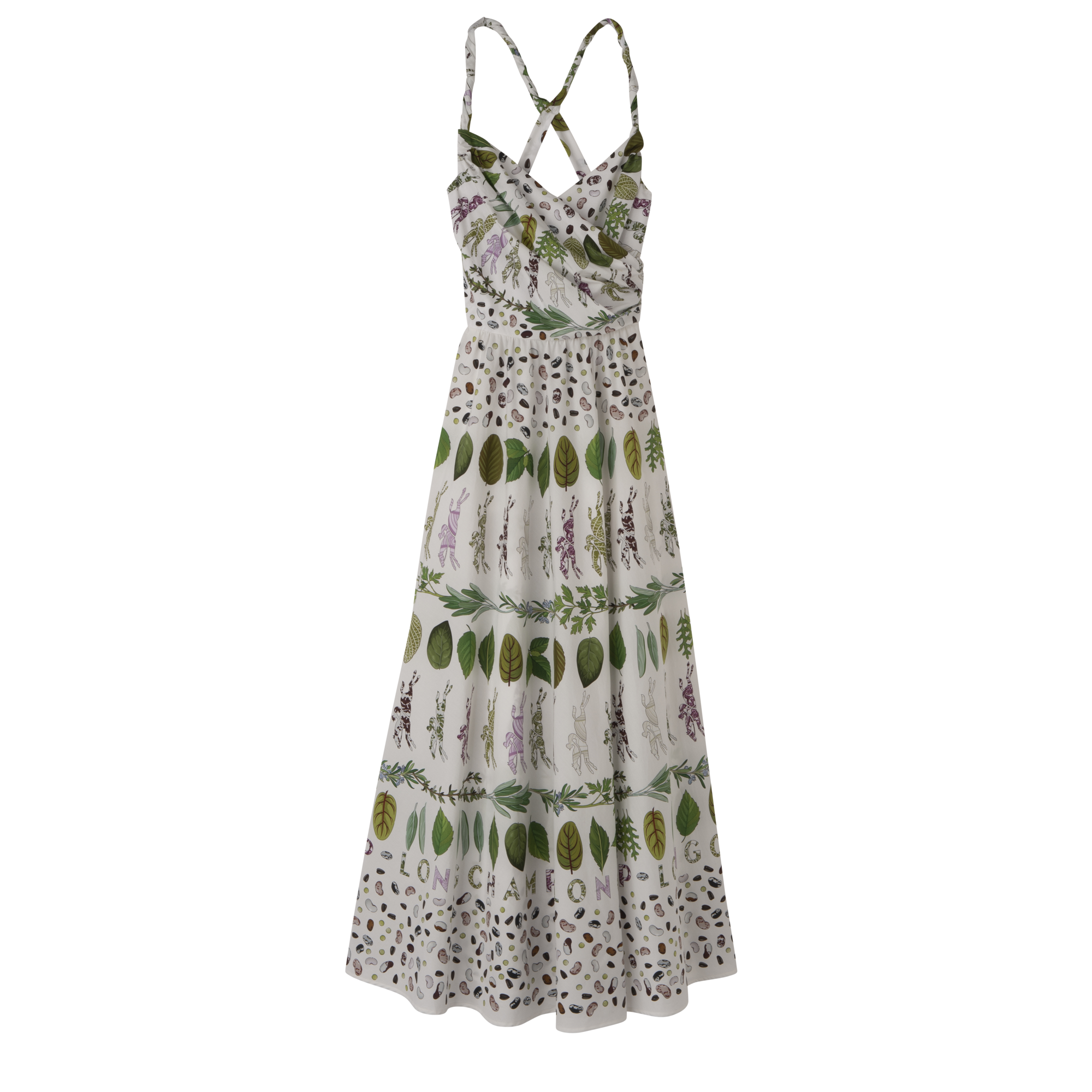 Long dress Green - Printed poplin